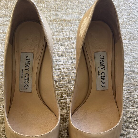 Jimmy Choo ROMY 60 Patent Leather Pointed Pumps in Nude | EU Size 35 | EUC - Picture 4 of 8